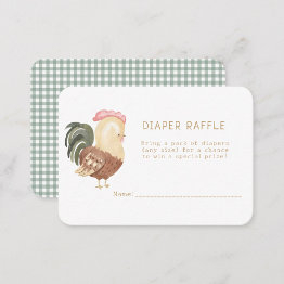 Small Cute Farm Animals Barnyard Diaper Raffle Enclosure Invitations Front View
