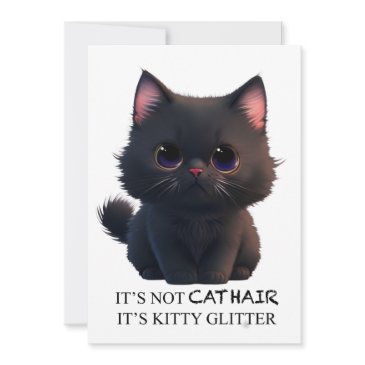 cute fluffy black cat invitation