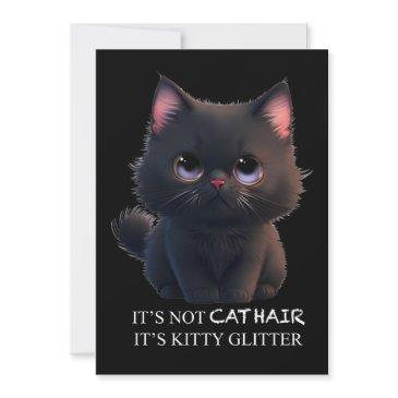 cute fluffy black cat invitation