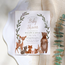 Small Cute Forest Friends & Greenery Budget Baby Shower Front View