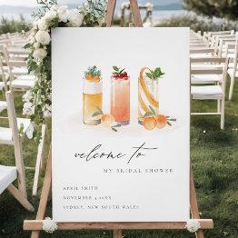 Small Cute Fruit Cocktail Orange Bridal Shower Invite Foam Board Front View