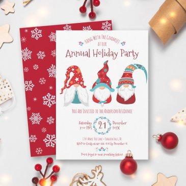cute fun gnomes modern christmas holiday party invitation