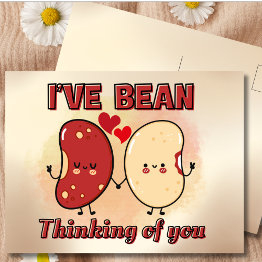Small Cute Funny I've Bean Thinking Of You Postinvitations Front View
