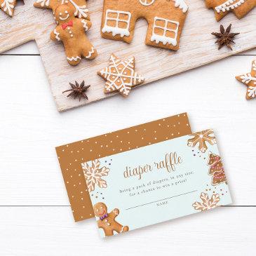 cute gingerbread cookie baby shower diaper raffle enclosure invitations