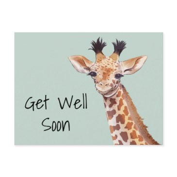 cute giraffe get well soon personalized postinvitations