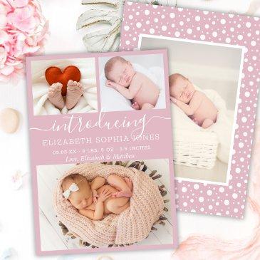 cute girl birth announcement blush photo collage