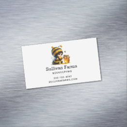 Small Cute Girl In Bee Costume With Honey Business Invitations Magnet Front View