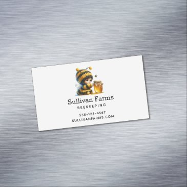 cute girl in bee costume with honey business invitations magnet