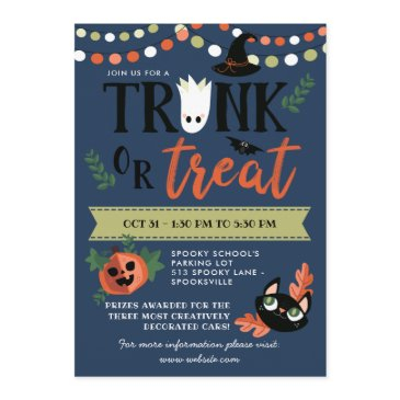 cute halloween blue trunk or treat social distance invitation