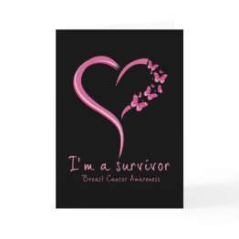 Small Cute Heart I’m A Survivor Breast Cancer Awareness Invitations Front View