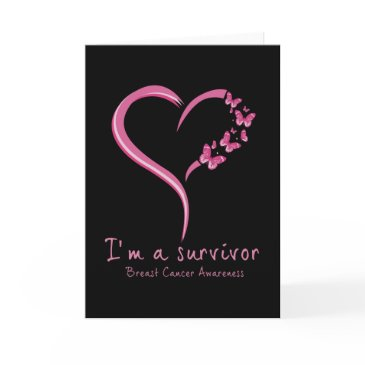 cute heart i’m a survivor breast cancer awareness invitations