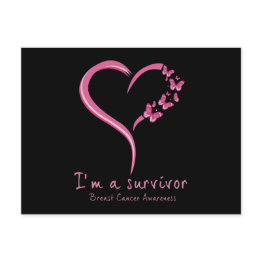 Small Cute Heart I’m A Survivor Breast Cancer Awareness Postinvitations Front View