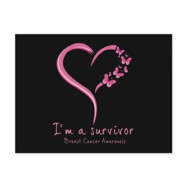 cute heart i’m a survivor breast cancer awareness postinvitations