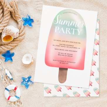 cute holographic ice cream gradient summer party invitation
