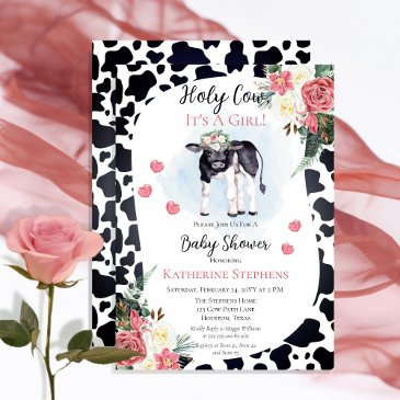 cute holy cow, it's a girl baby shower invitation