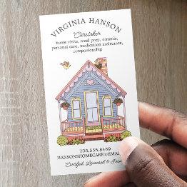 Small Cute House Caregiver Services Business Invitations Front View