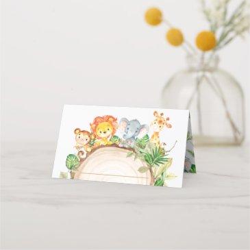 cute jungle animals safari 1st birthday greenery  place invitations
