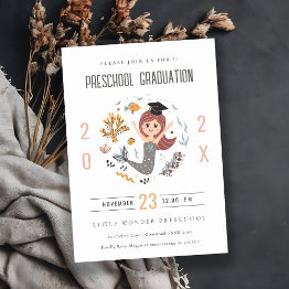 Small Cute Kids Underwater Mermaid Preschool Graduation Invitation Front View