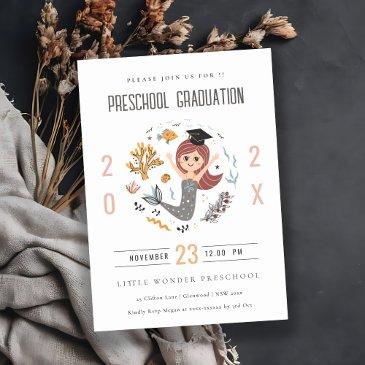 cute kids underwater mermaid preschool graduation invitation