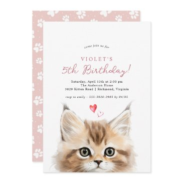 cute kitten | girl's pink kitty cat birthday party invitation