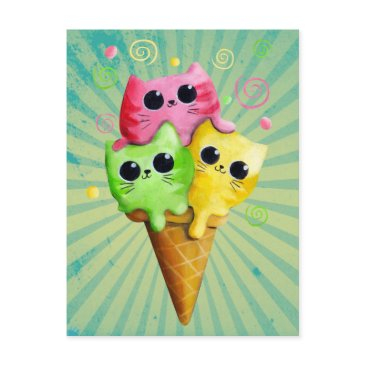 cute kitty cat ice cream postinvitations