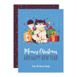 Small Cute Kitty Cat Winter Holiday Meowy Christmas Front View