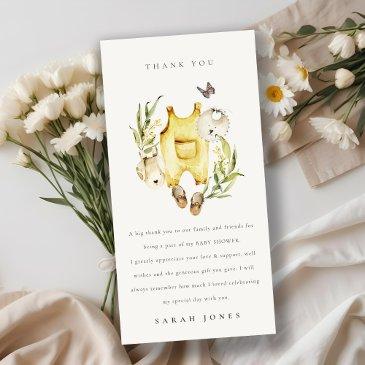 cute leafy foliage yellow clothes baby shower thank you invitations