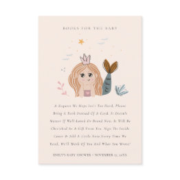 Small Cute Little Blush Mermaid Books For Baby Shower Enclosure Invitations Front View