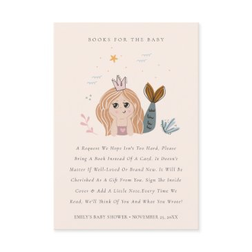 cute little blush mermaid books for baby shower enclosure invitations
