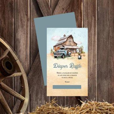 cute little farmer baby shower diaper raffle enclosure invitations