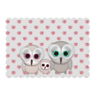 cute little owl family baby shower invitation