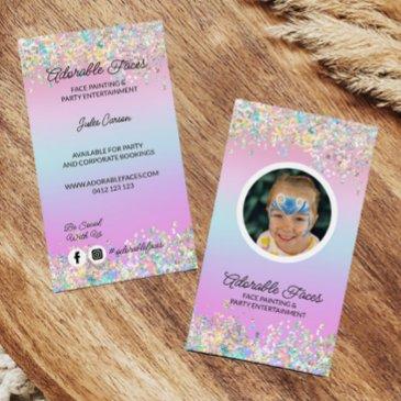 cute modern glitter face painter photo business invitations