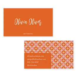 Small Cute Modern Pink Orange Script Calligraphy Bright Business Invitations Front View
