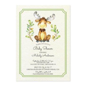 cute moose woodland baby shower invitation