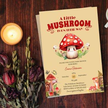 cute mushroom snail woodland fall baby shower invitation