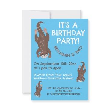 cute otter personalized cartoon birthday invitation