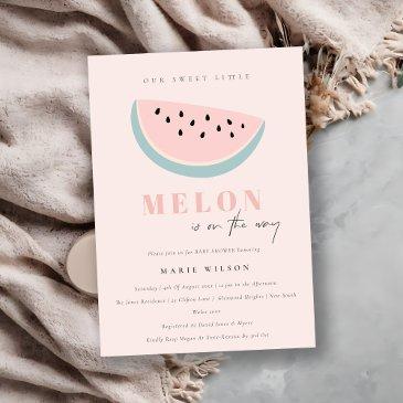 cute our little melon pastel pink baby shower invitation