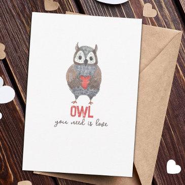 cute owl you need is love valentine's day invitations