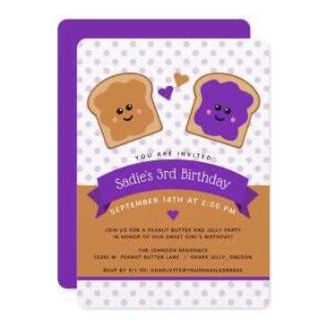 cute peanut butter and jelly birthday invitation