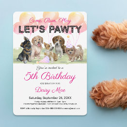 Small Cute Personalized Puppy Dog Birthday Party Invitation Front View