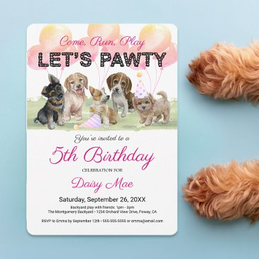 cute personalized puppy dog birthday party invitation