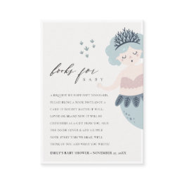 Small Cute Pink Blue Little Mermaid Request Baby Shower Enclosure Invitations Front View