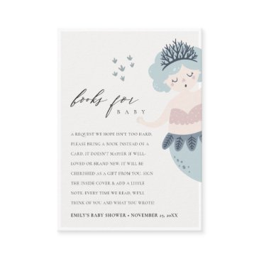 cute pink blue little mermaid request baby shower enclosure invitations