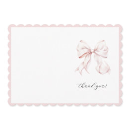 Small Cute Pink Bow Girl Thank You Invitations Front View
