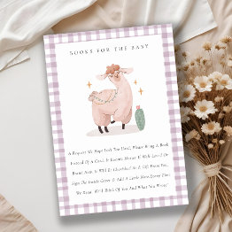 Small Cute Pink Cactus Boho Llama Books For Baby Shower Enclosure Invitations Front View