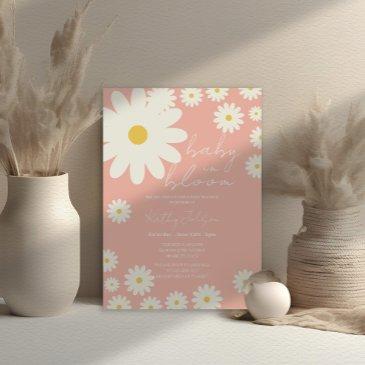cute pink daisy floral baby in bloom shower invitation
