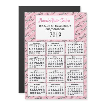cute pink hair salon business mini 2019 calendar magnetic invitation