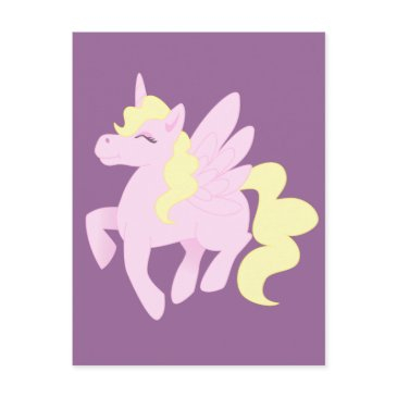 cute pink unicorn pegasus (unipeg) postinvitations
