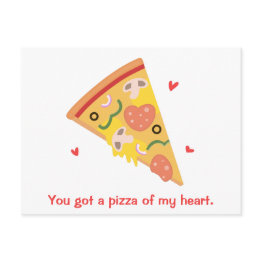 Small Cute Pizza Of My Heart Pun Love Humor Postinvitations Front View