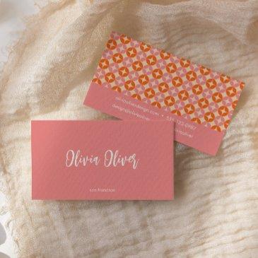 cute retro pink orange script calligraphy bright business invitations